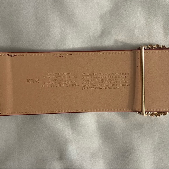 Burgundy PU leather circle buckle w/ rhinestones details elastic waistband belt - Picture 7 of 8